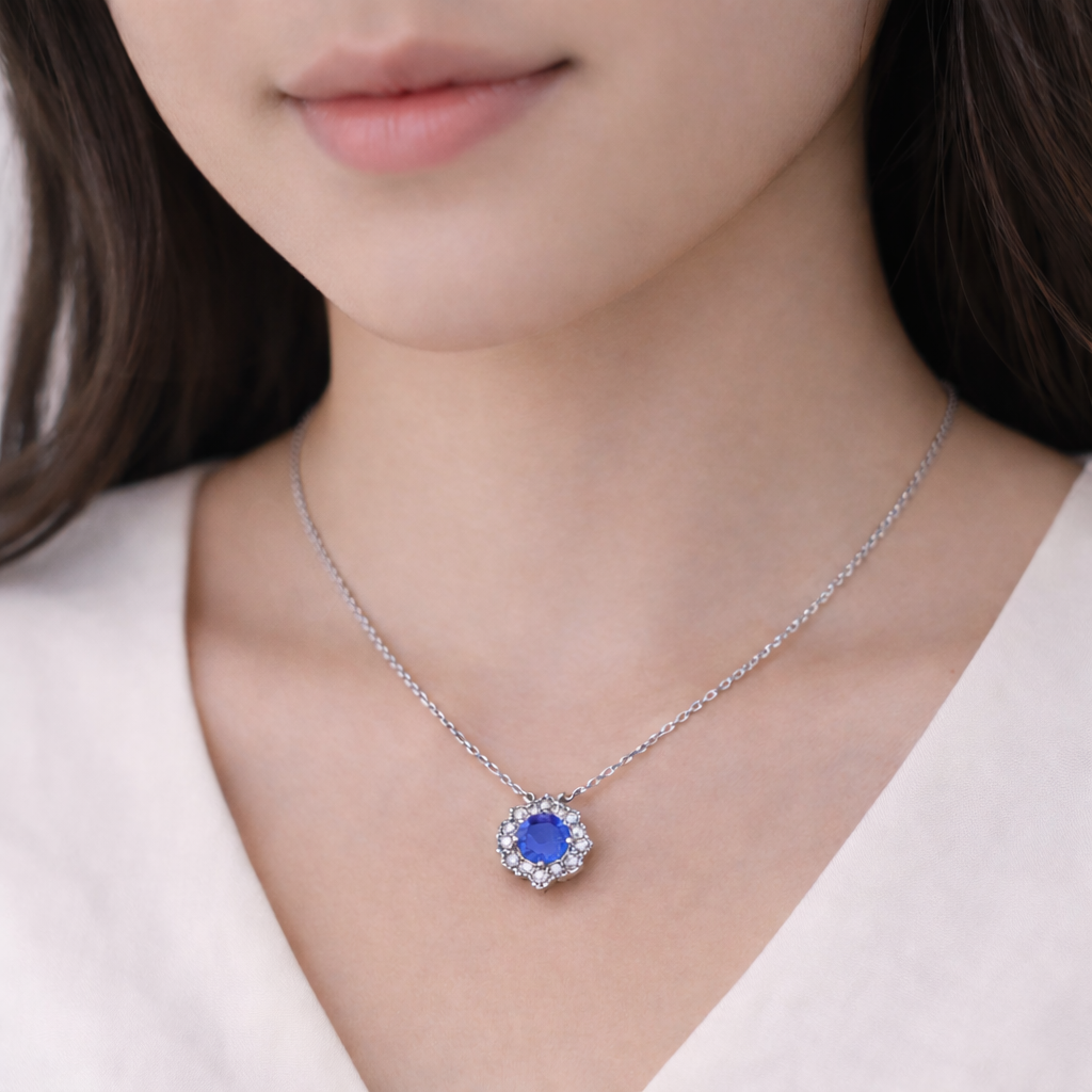 Natural Sapphire Clover Pendant