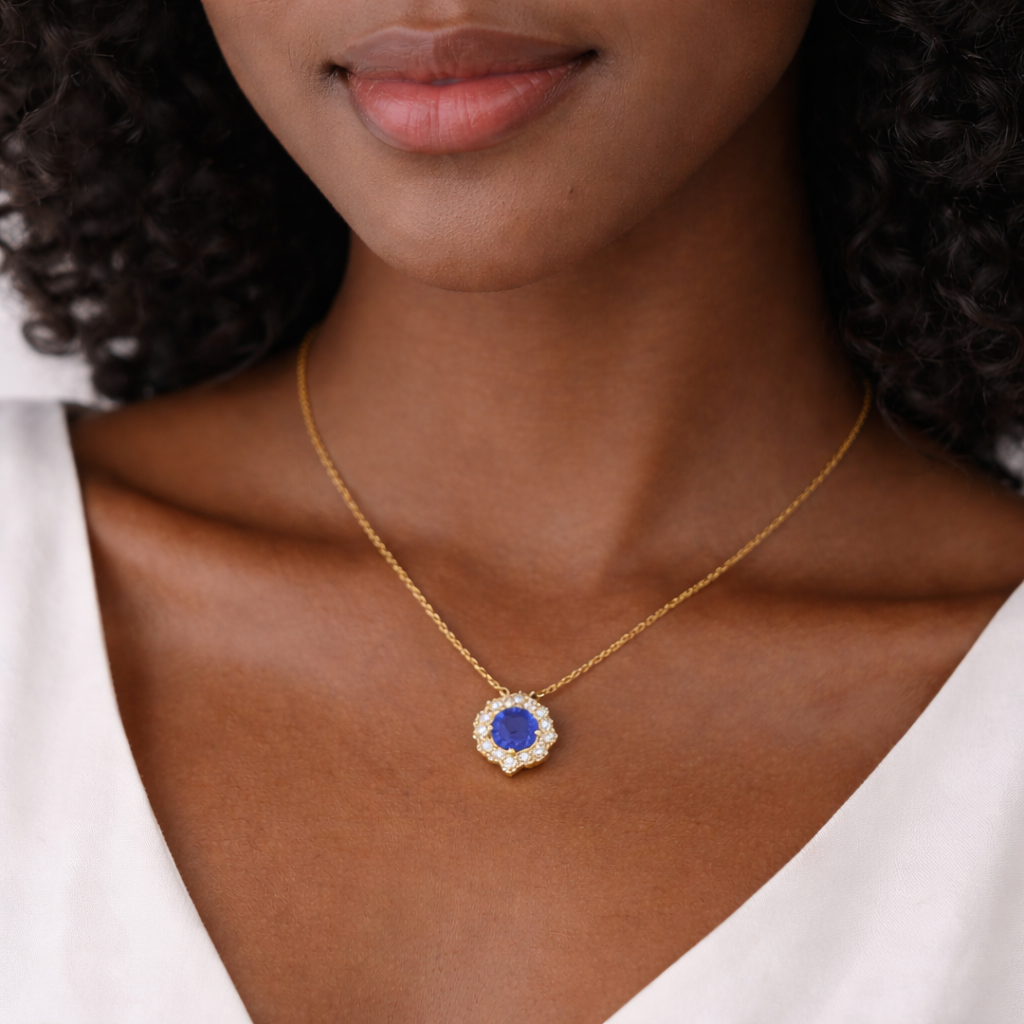 Natural Sapphire Clover Pendant