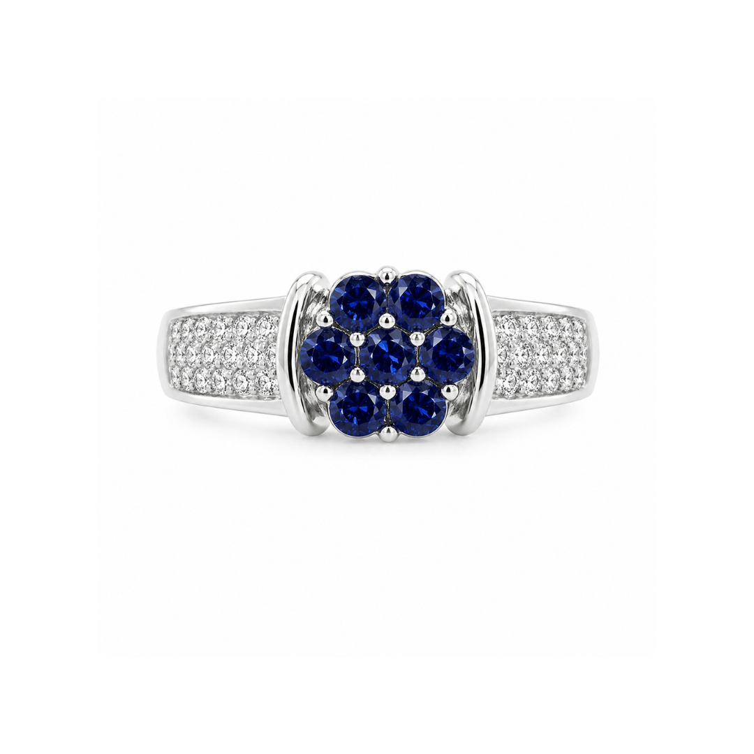 Natural Sapphire Flower Ring