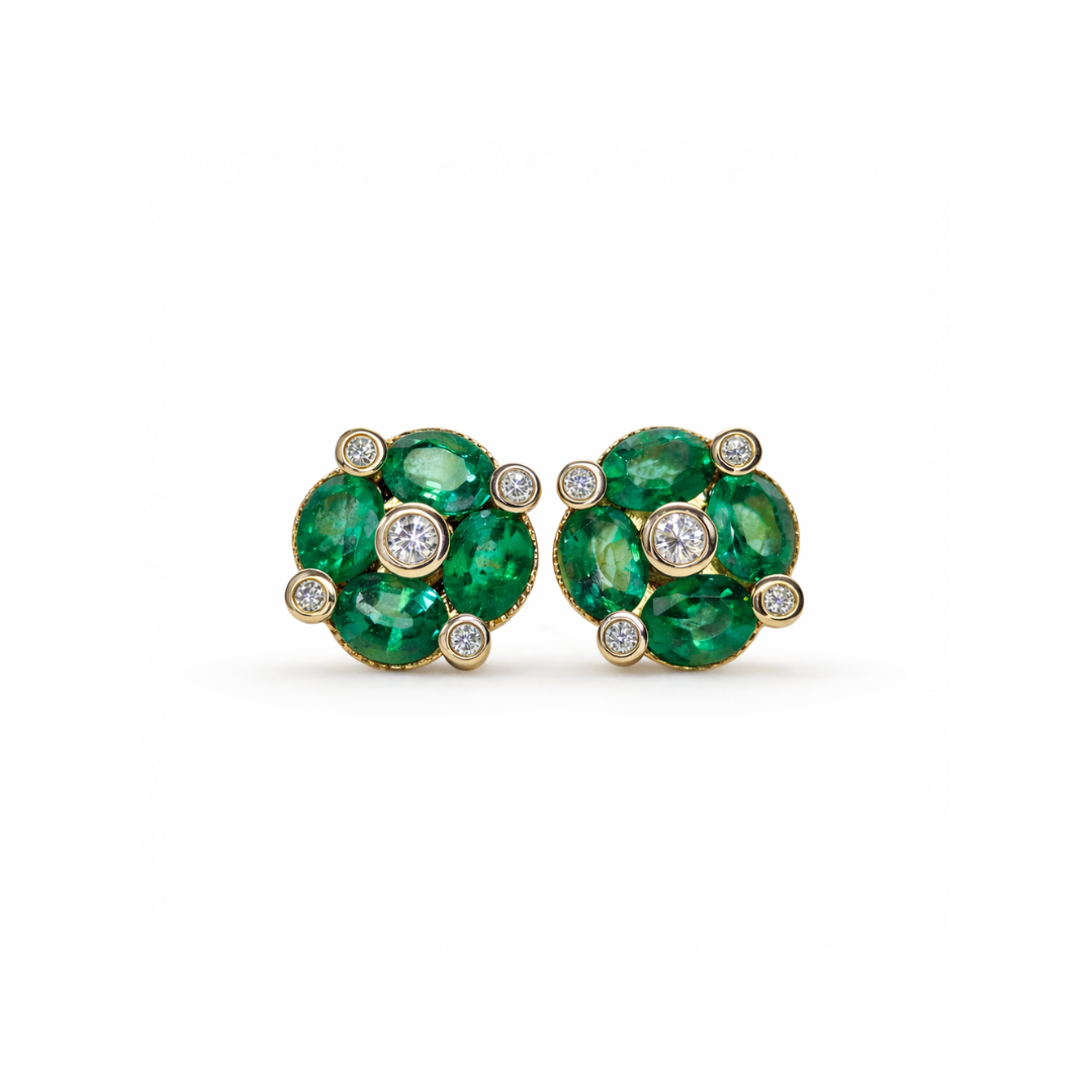 Emerald Rugby Earrings