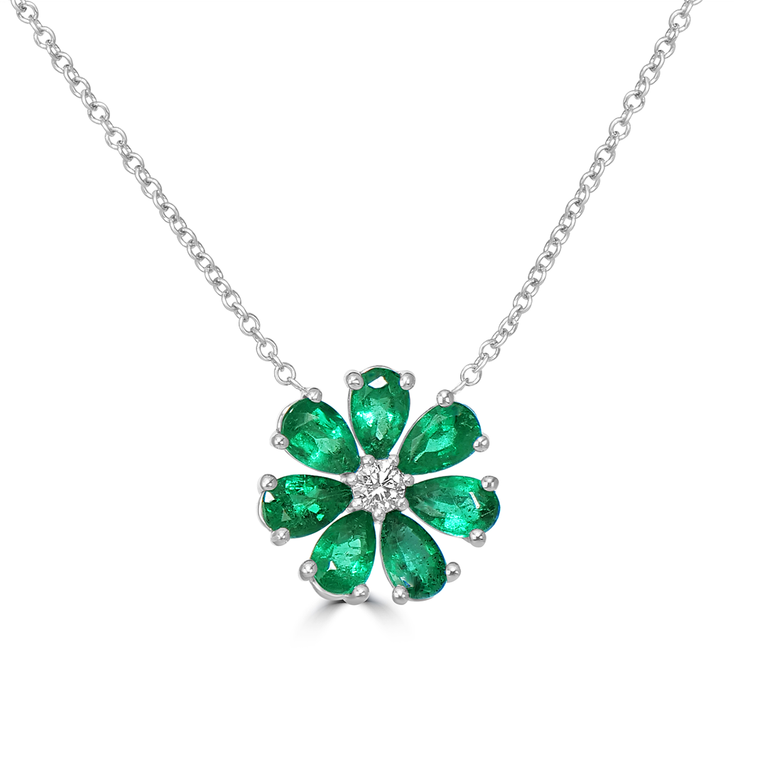 Natural Emerald Flower Necklace