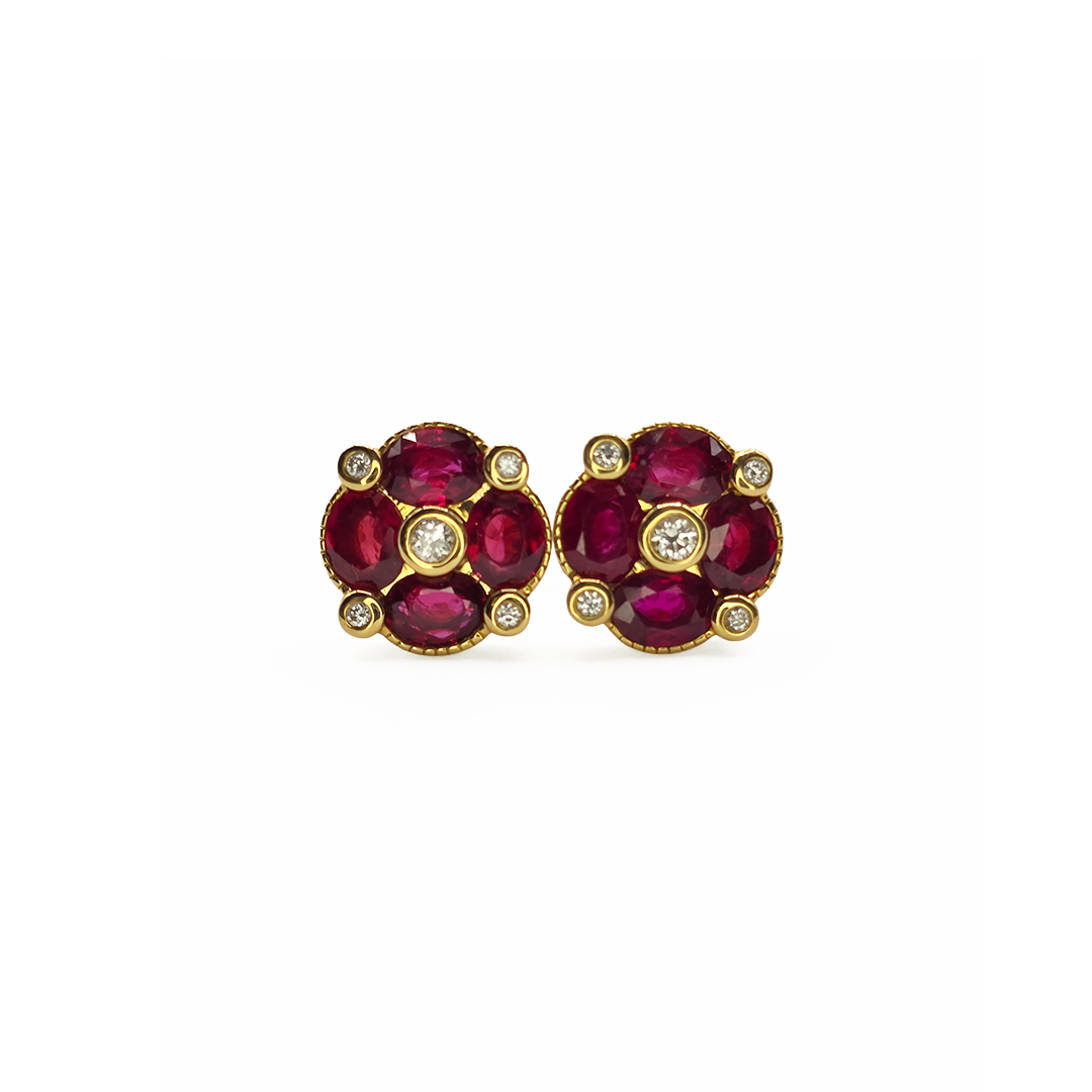 Natural Ruby Rugby Earrings