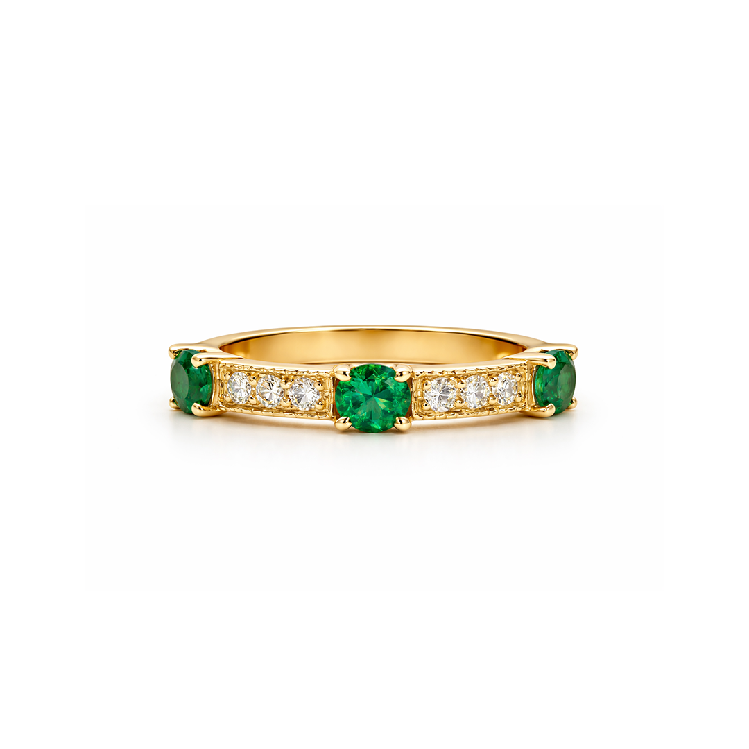 Natural Emerald Quartet Stacking Ring