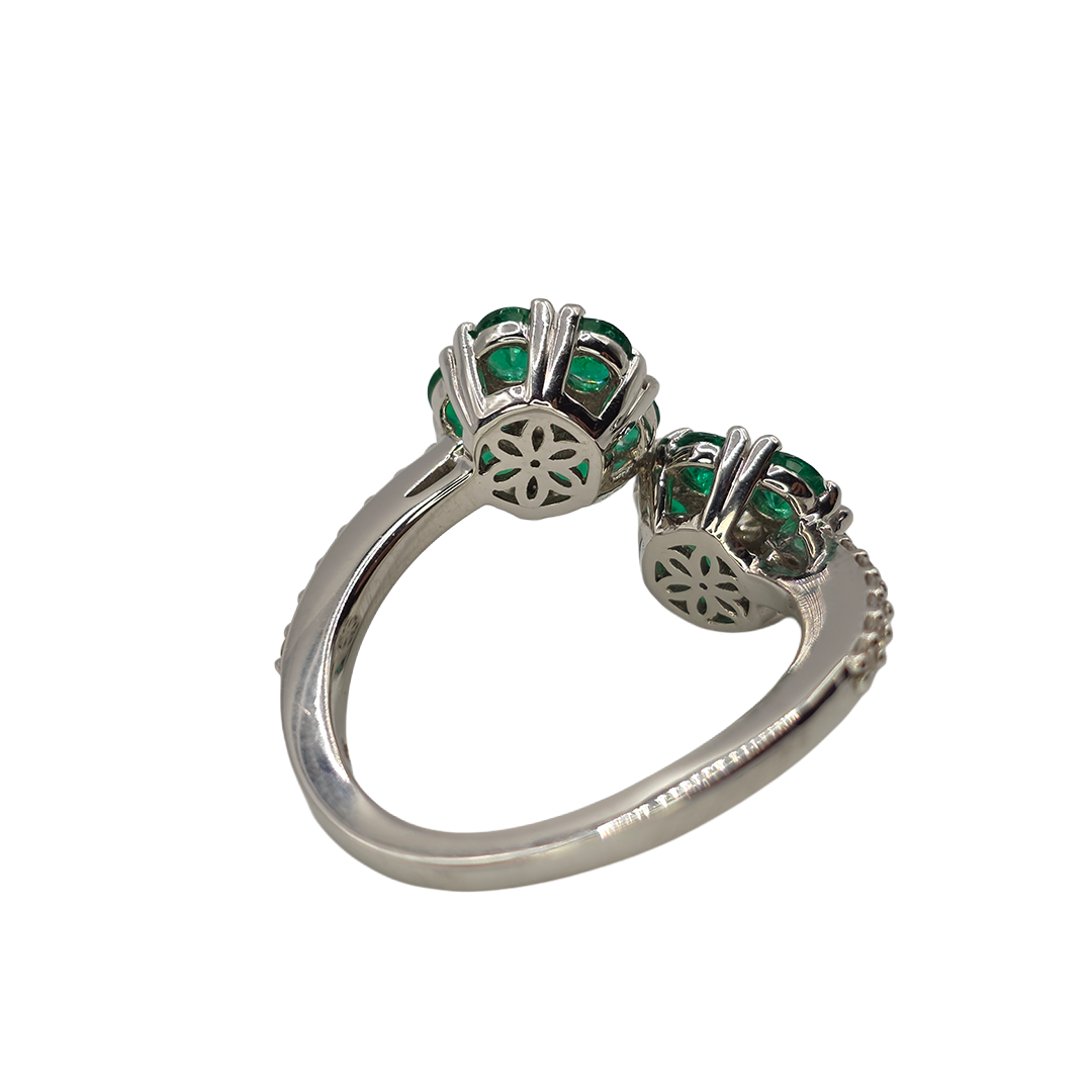 Natural Double Emerald Flower Ring