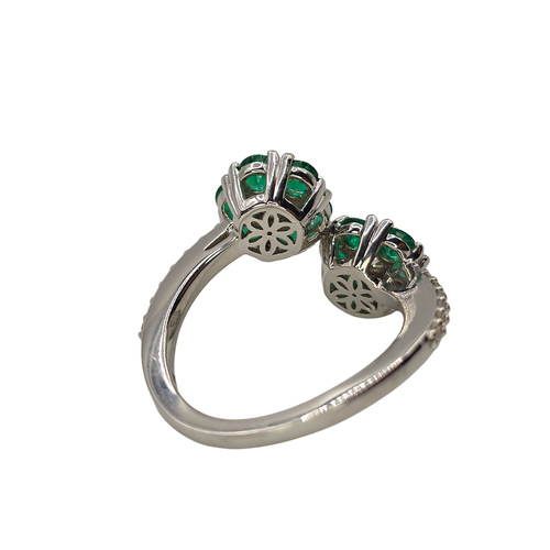 Natural Double Emerald Flower Ring