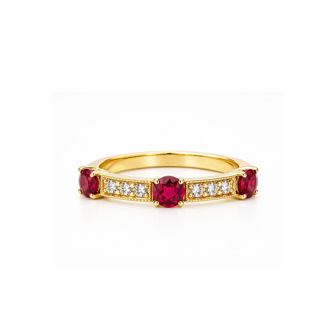 Natural Ruby Quartet Stacking Ring