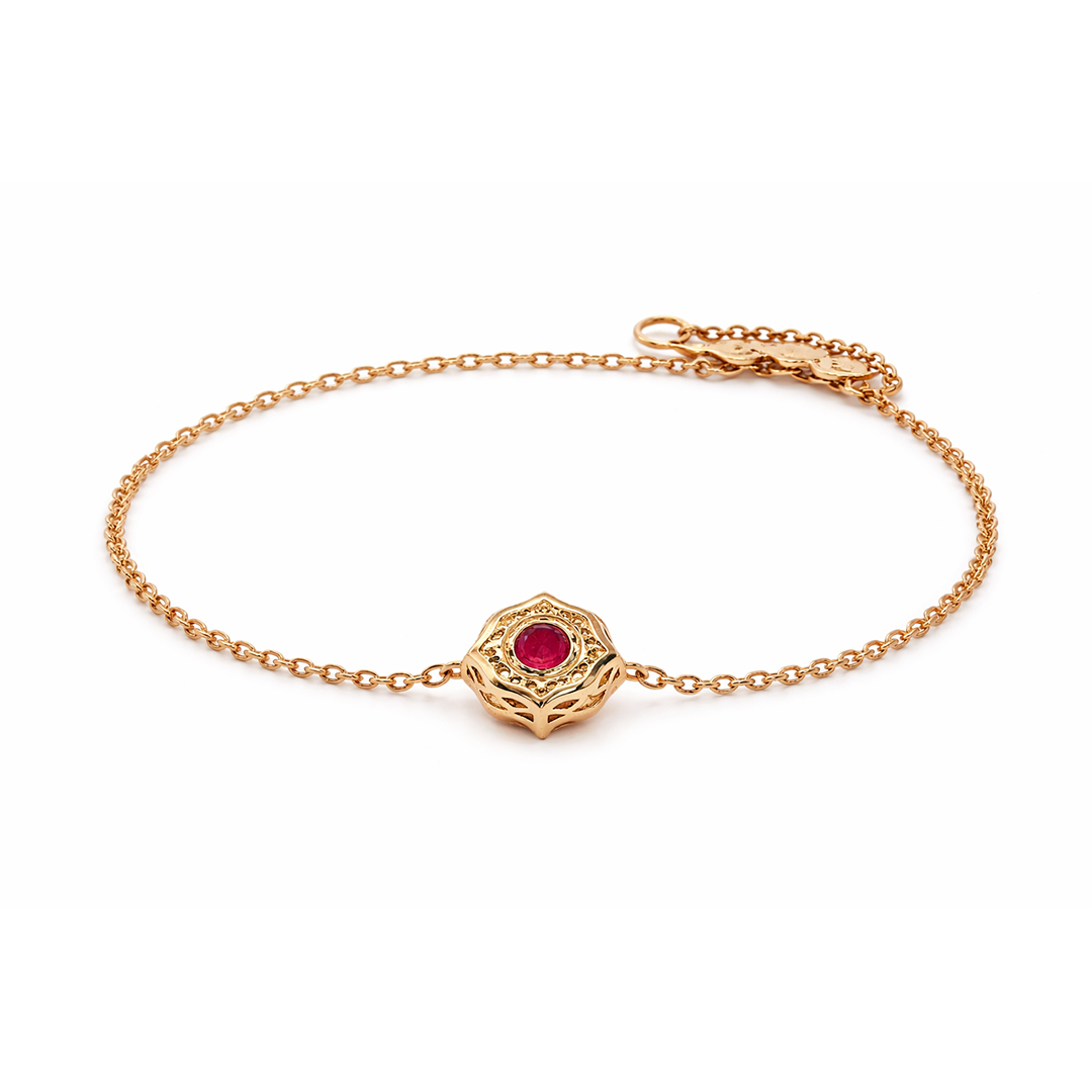 Natural Ruby Clover Bracelet