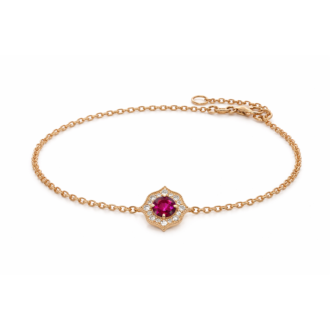 Natural Ruby Clover Bracelet
